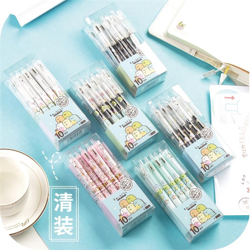 6pcs Gel Pens Cute creature black colored kawaii gel-ink pe