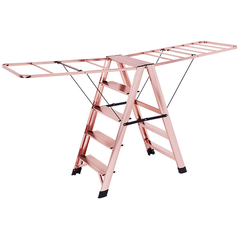 多功能梯子晾衣架家用折叠室内晾c晒被子两用楼梯加厚铝合金人字