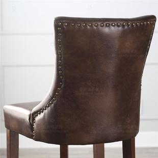 美式吧台椅实木高脚凳简约酒吧椅家用吧台凳子靠背前台椅实木餐椅