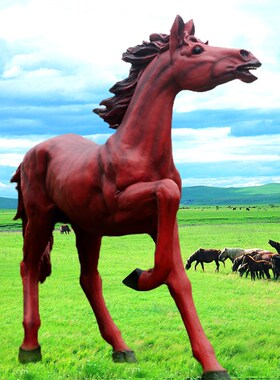 户外大型仿真马玻璃钢幼儿园动物树脂庭院景观公园林动物摆件小品