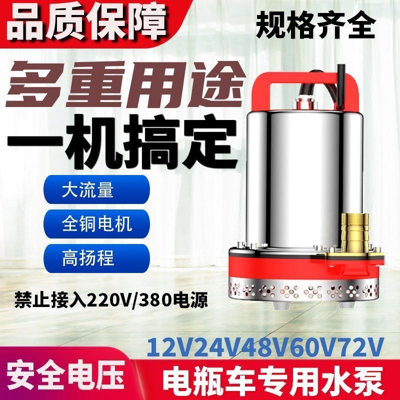 电动车水泵48V60V72V124直流潜水泵抽水水泵农用插电瓶车浇菜通用