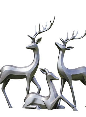 户外几何梅花鹿雕塑园林景观装饰小品玻璃钢公园草坪动物造景摆件