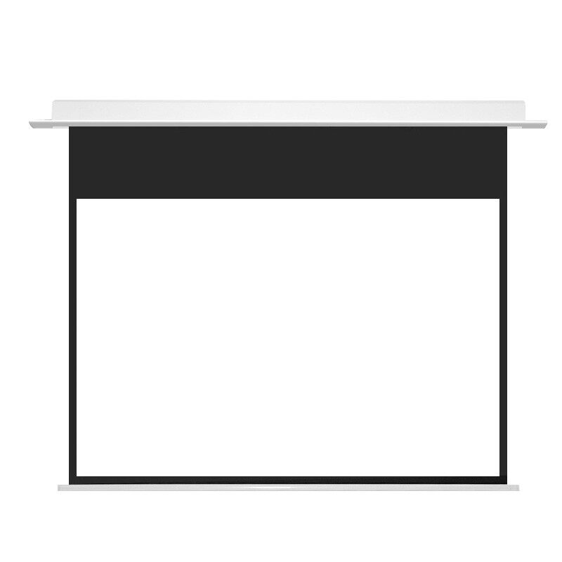 嵌入式天花幕布高清吸吊顶投影仪家用电动遥控升降100寸抗光幕布