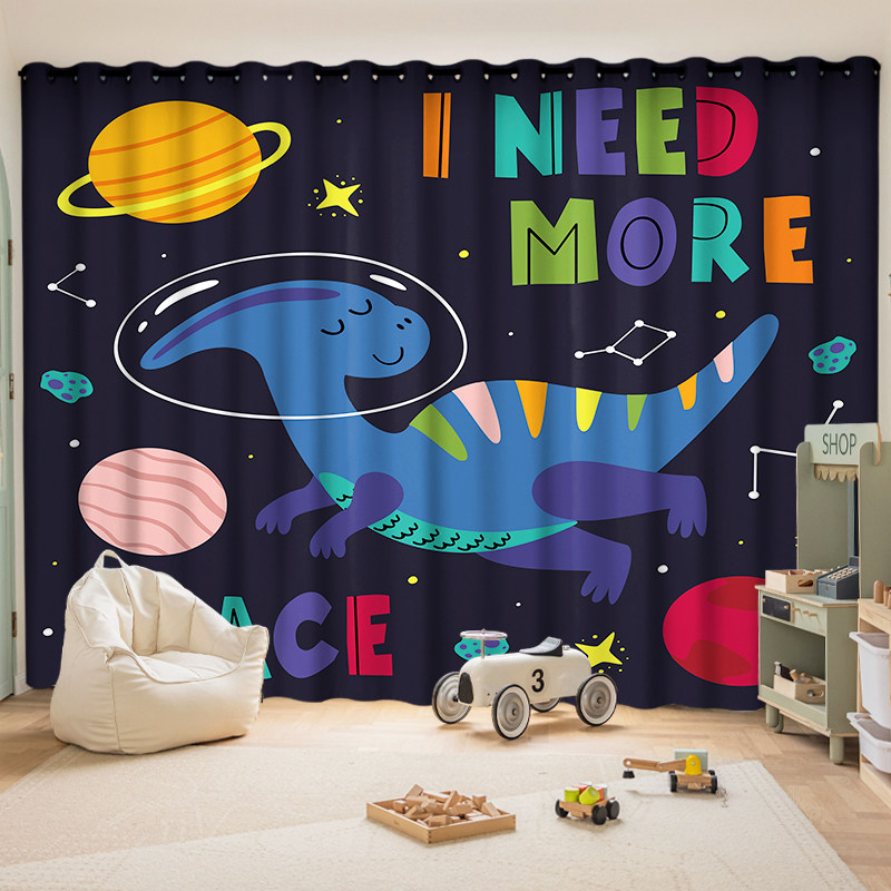 全遮光儿童窗帘卧室男孩太空卡通儿童房男童房间挂钩免打孔窗帘,居家布艺,定制窗帘,淘宝优惠券,粉丝福利购,淘宝优惠卷