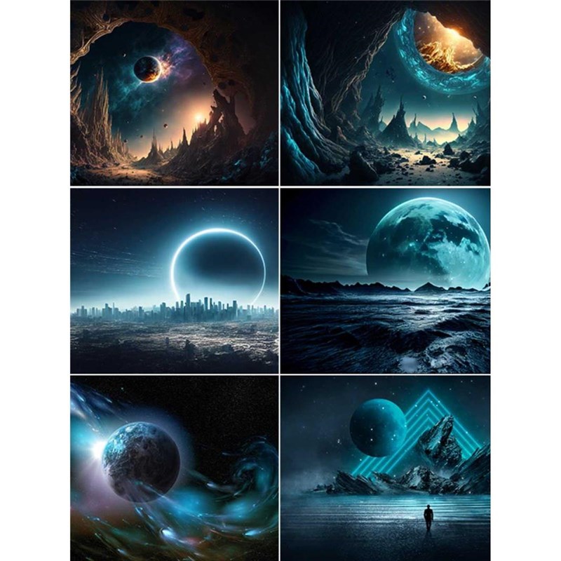 鱼缸背景纸高清立体壁纸水族箱壁画造景装饰太空系列正胶支持定制图片