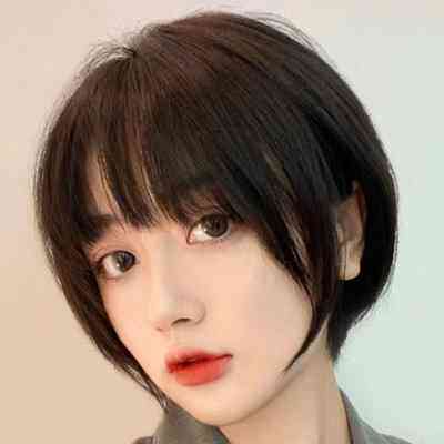 推荐假发女短发全真人发夏季空气浏海减龄短波波发自然圆脸女士假