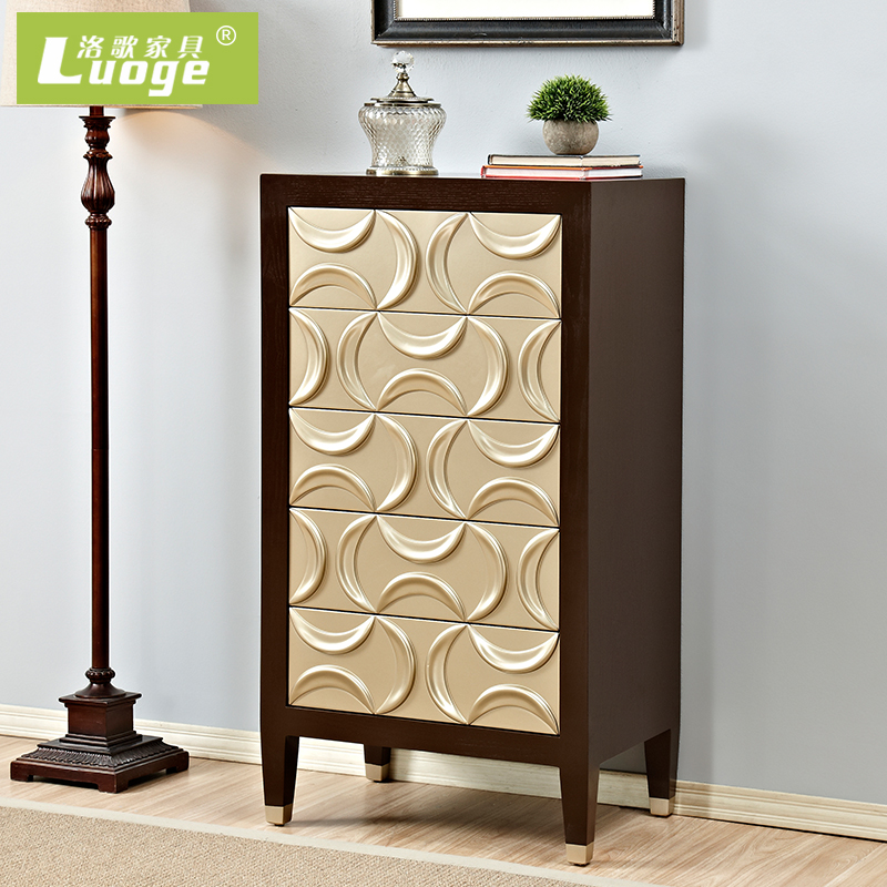 新古典美式客厅斗柜实木雕花卧室柜欧式五斗橱柜新品整装家具定制