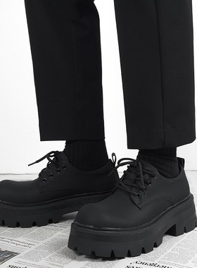 厚底增高鞋子德比鞋男款新款哑光高级感男士休闲黑色英伦风小皮鞋