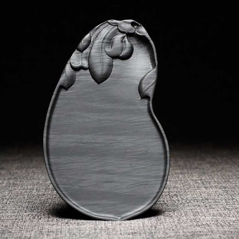 非遗名砚《莲花砚》黑龙尾原石歙砚文房四宝砚台带盖1022c