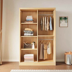 家用儿童宝宝卧室纯实木衣柜简易组装推拉门2024新款原木衣橱
