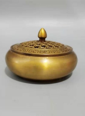 纯铜香炉家用室内净化空气檀香炉供佛香薰M炉仿古盘香炉供佛摆件