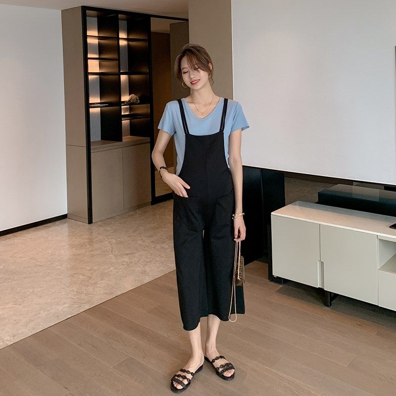 2022夏装新款孕妇装 黑色七分裤背带裤,孕妇装/孕产妇用品/营养,套装,淘宝优惠券,粉丝福利购,淘宝优惠卷