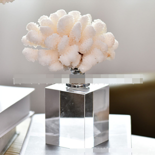 现代艺术摆件酒店样板房客厅摆设软装饰品家居软装水晶珊瑚摆件