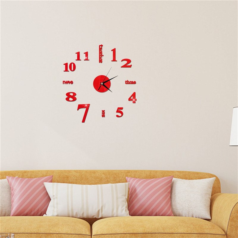 Mirror Clock Horloge Home-Decor Living-Room Creative Acrylic