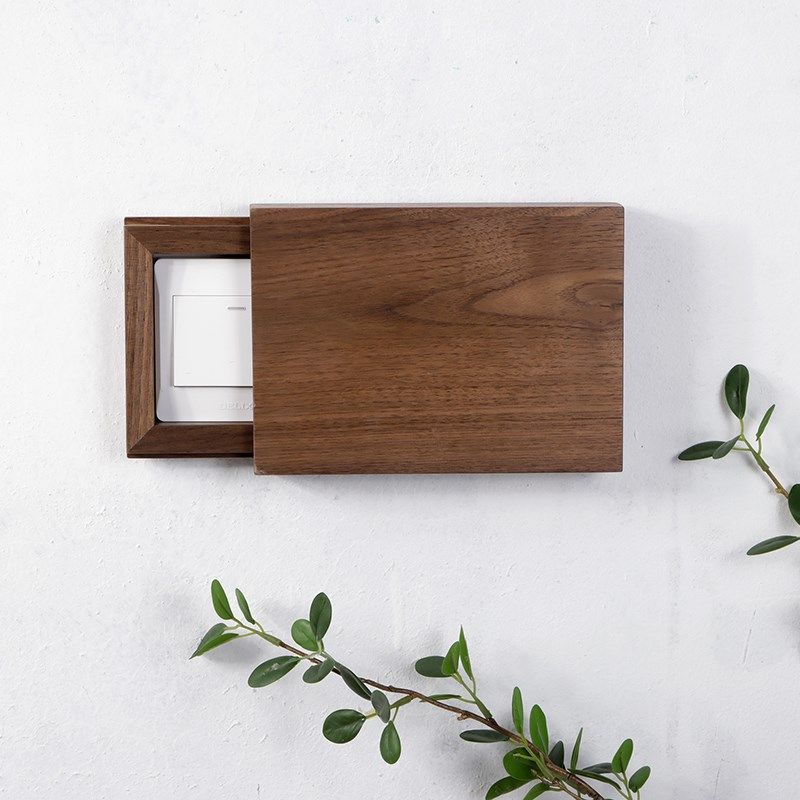 木直 黑胡桃开关装饰保护套简约墙贴电表箱遮挡带挂钩挂件免打孔,家居饰品,开关贴,淘宝优惠券,粉丝福利购,淘宝优惠卷