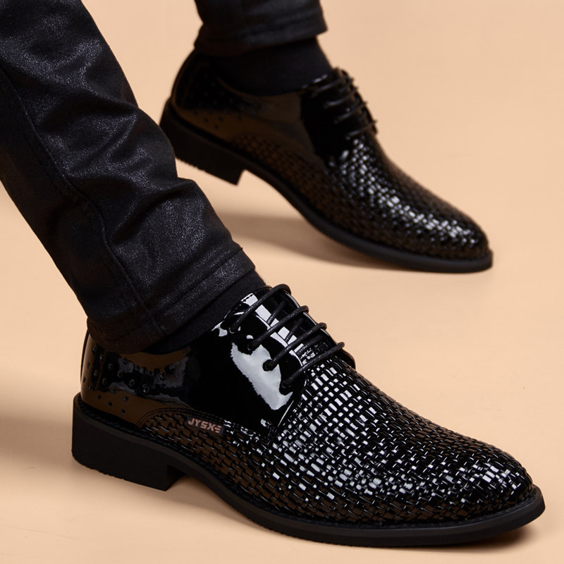 潮牌皮鞋男夏季透气真皮韩版凉鞋镂空防臭内增高软底商务休闲男鞋