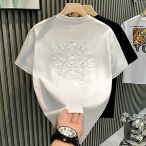 ~轻奢刺绣短袖T恤男纯棉夏季潮流舒适透气宽松半袖上衣