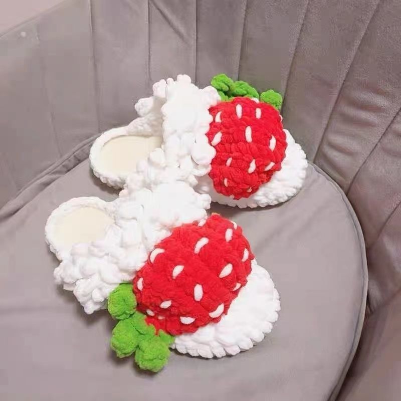 成品玉桂狗拖鞋毛线手工diy编织钩织女男棉拖冬S季网红泡芙花材料