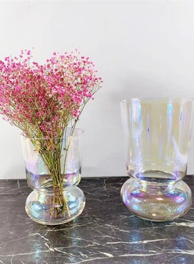 北欧玻璃电镀银色奖杯花瓶家居插花客厅装饰品摆件艺术售楼处饰品