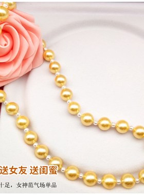 送耳钉正圆母贝珍珠项链大小珠锁骨链女新款礼盒装送女友妈妈礼物