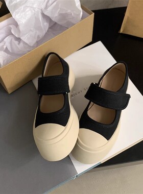 赵露思23338同子款鞋款2024新春E秋季百搭魔术贴小白鞋女底黑厚色