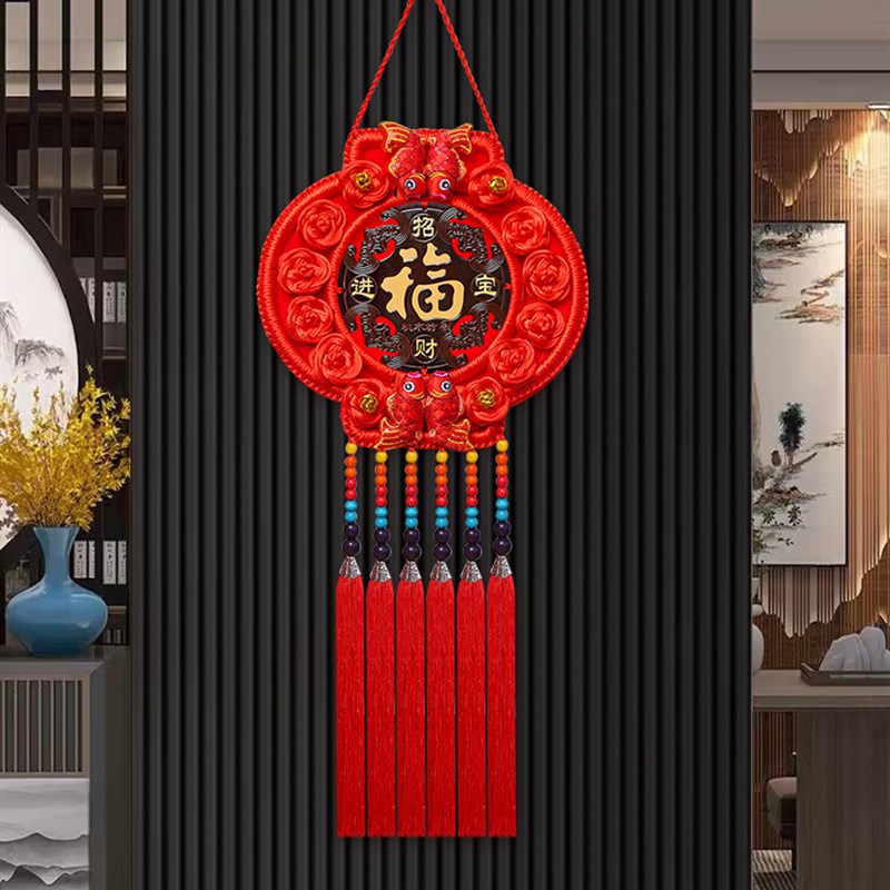 中国结挂件客厅大号桃木福字中国结玄关乔迁平安结.背景墙装饰