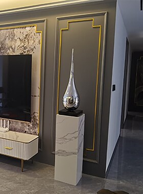 玄关大理石底座摆台石材雕塑底座摆台落地装饰花架酒店室外鱼肚白