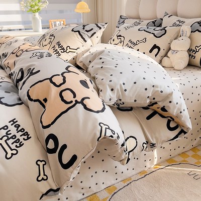 纯棉被套单件全棉150x200x230x240cm床单被罩1.5单人被单四件套