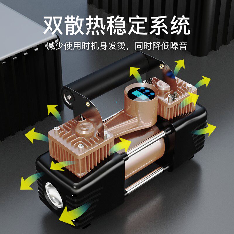 车载充气泵打气泵汽车轮胎大功x率轿车便携式12V高压双缸车用气泵