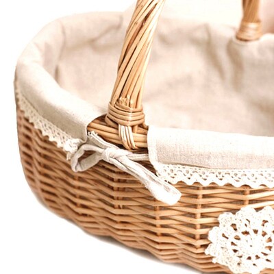 New-Wicker Basket Rattan Storage Basket Box Picnic Basket Fr