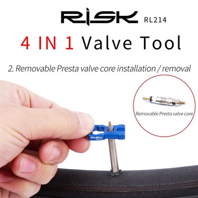 RISK 4 In 1 Bike Valve Core Wrench and Presta Tire Valve cap