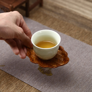竹制品手工竹编功夫茶杯垫隔热垫创意迷你果盘禅意杯垫杯碟茶杯托