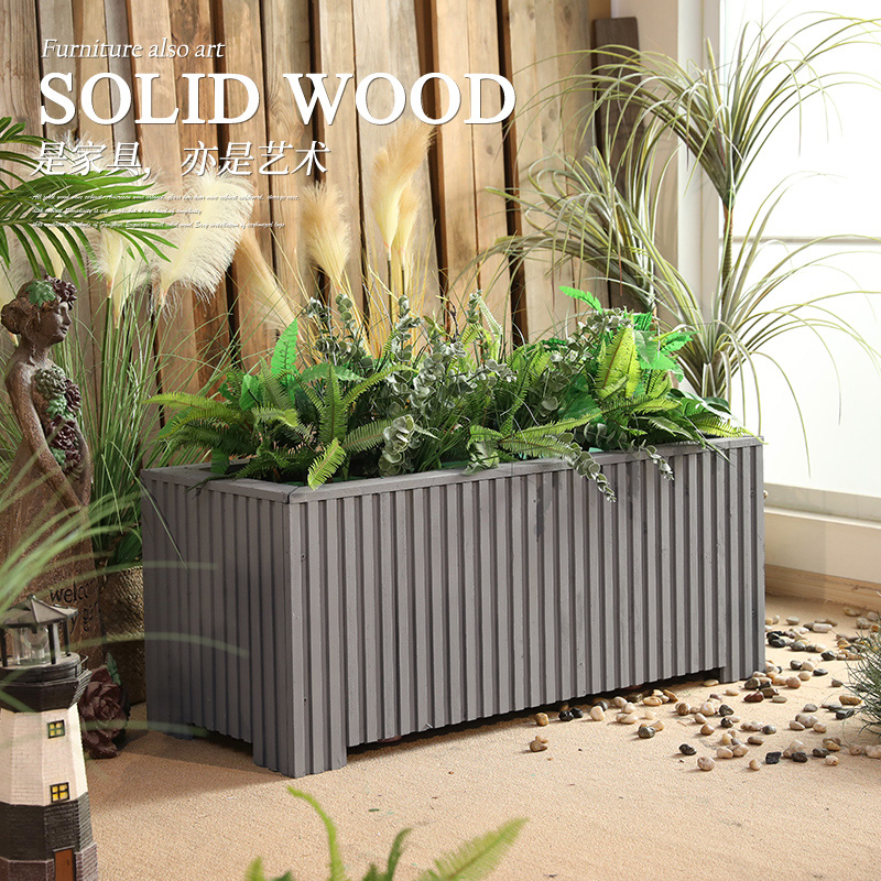 室外防腐木花箱户外庭院长方形特大号种植槽室内阳V台木质实木花