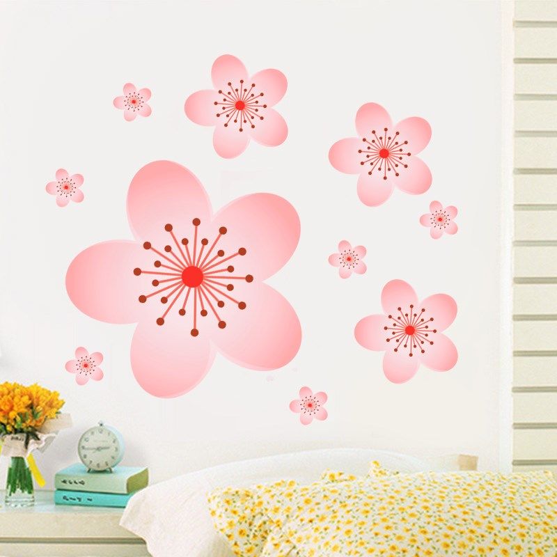 4N樱花遮丑墙壁贴纸客厅卧室自粘防水花朵M墙纸墙贴温馨墙面装饰,家居饰品,软装墙贴,淘宝优惠券,粉丝福利购,淘宝优惠卷