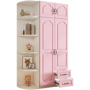 儿童两门家用卧室实木衣柜宝宝女孩小户型柜子简易公主抽屉小衣橱