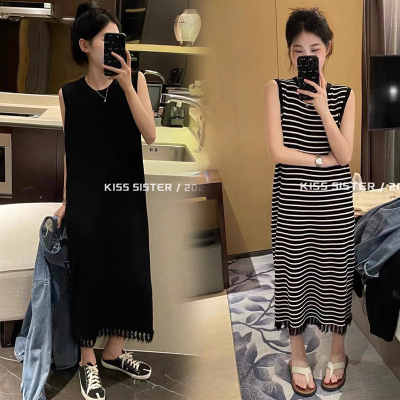 哺乳针织洋装外出辣妈款夏季x潮妈产后母乳装外穿哺乳长版浦乳裙