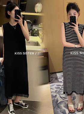 哺乳针织洋装外出辣妈款夏季x潮妈产后母乳装外穿哺乳长版浦乳裙