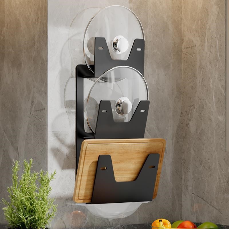 大锅盖架子免打孔壁挂式厨房置物架墙上收纳神器砧板案菜板放置架