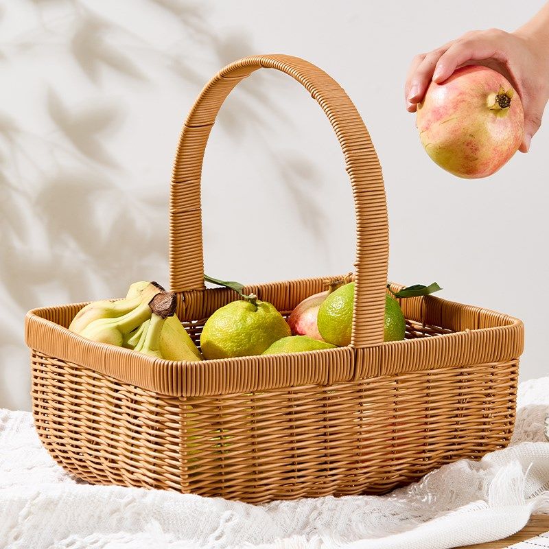野餐篮仿藤编织手提篮买菜篮子购物篮鸡蛋篮家用水果蔬菜篮收纳篮,收纳整理,购物篮,淘宝优惠券,粉丝福利购,淘宝优惠卷