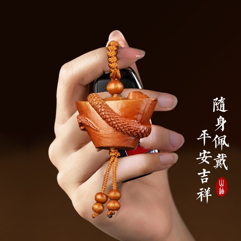 桃木十二生肖手工木雕汽车钥匙扣挂件G本命年挂饰鼠兔马羊鸡牛狗