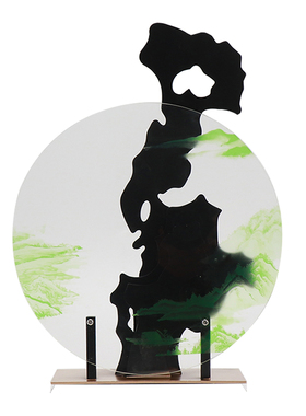 现代新中式创g意亚克力铁艺假山摆件电视柜样板房间酒柜客厅装饰