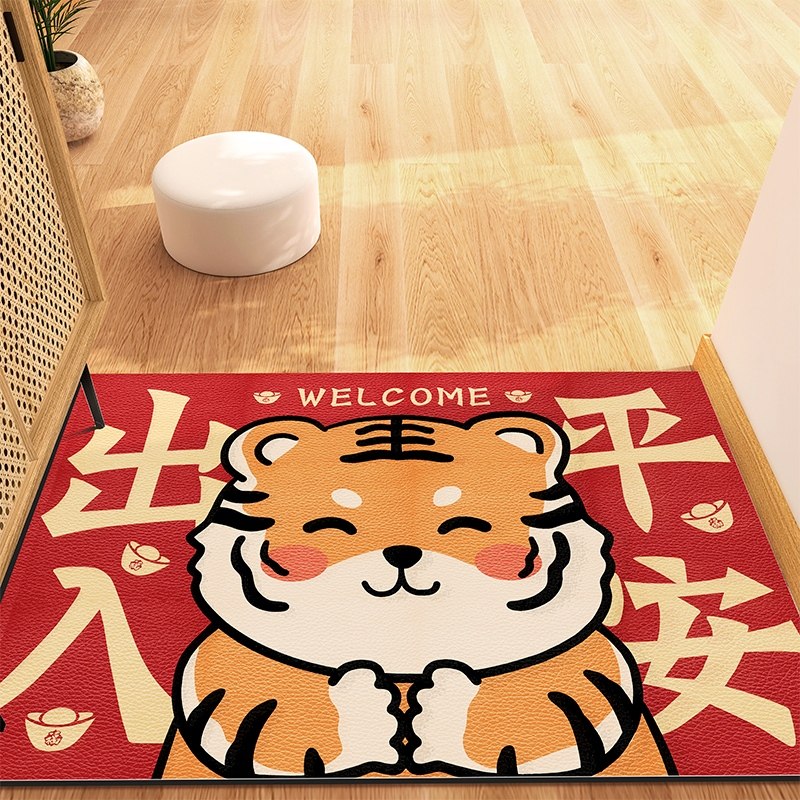 新款虎年地垫pvc可擦洗入户门垫过年中式进门口踩脚垫可裁剪玄关,居家布艺,家用脚垫,淘宝优惠券,粉丝福利购,淘宝优惠卷