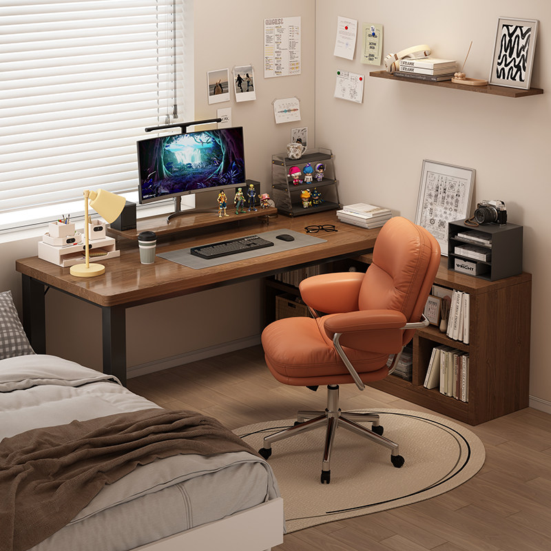 转角书桌学生家用写字桌电脑桌简易书桌书架一体工作台拐角办公桌,住宅家具,转角桌,淘宝优惠券,粉丝福利购,淘宝优惠卷