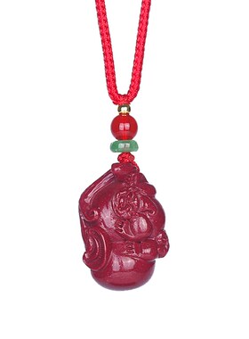 天然朱砂葫芦貔貅吊坠男款原石钥匙扣手机链挂件女生高纯度吉祥物