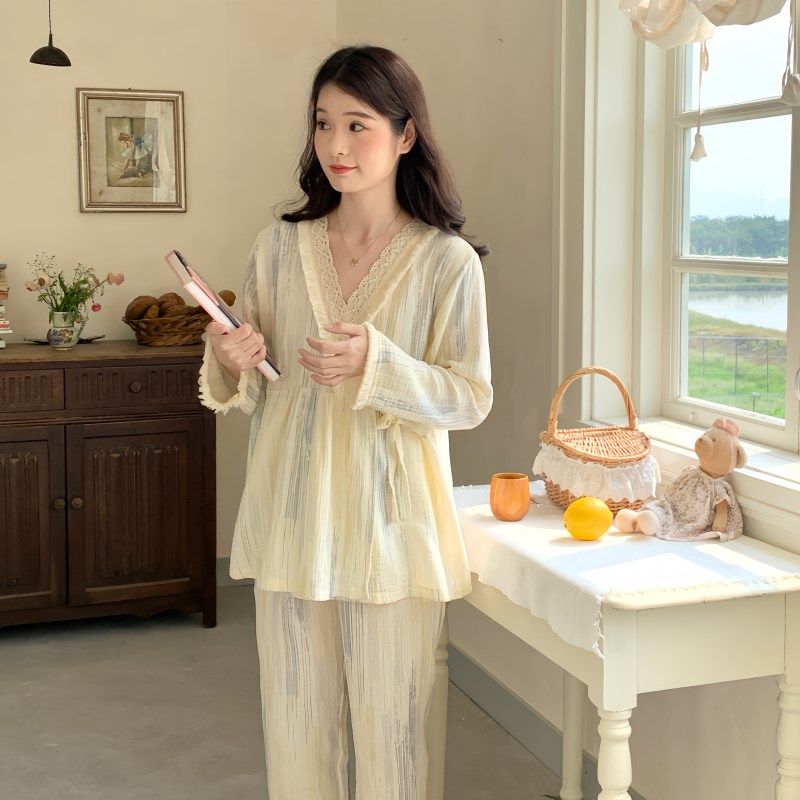 巫妹妹纱布月子服夏薄款产后产妇哺乳家居服春秋待产孕妇睡衣,女士内衣/男士内衣/家居服,睡衣/家居服套装,淘宝优惠券,粉丝福利购,淘宝优惠卷