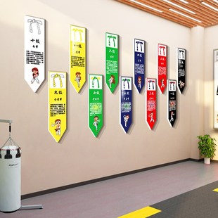 跆拳道墙贴武术武馆培训机构文化装饰背景墙腰带等级励志贴画贴纸