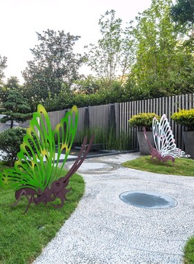 户外铁艺不锈钢蝴蝶座椅摆件创意雕塑商场售楼部商场景区美陈摆件