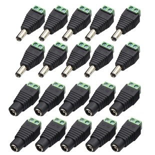 Power Male Female 20pcs Adapter Jack Connector 2.1x5.5mm