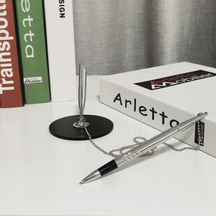 企业商务金属签字台笔个性会议签名固定笔防盗带线宝珠笔定制LOGO