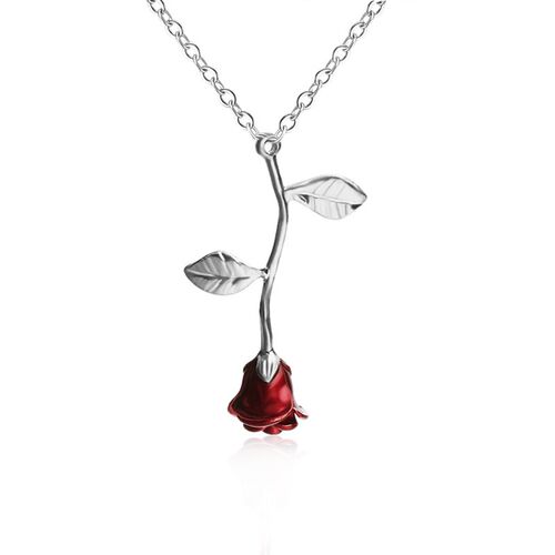 小众高货Rose Flower Pendant Necklace Valentine Gifts Women J